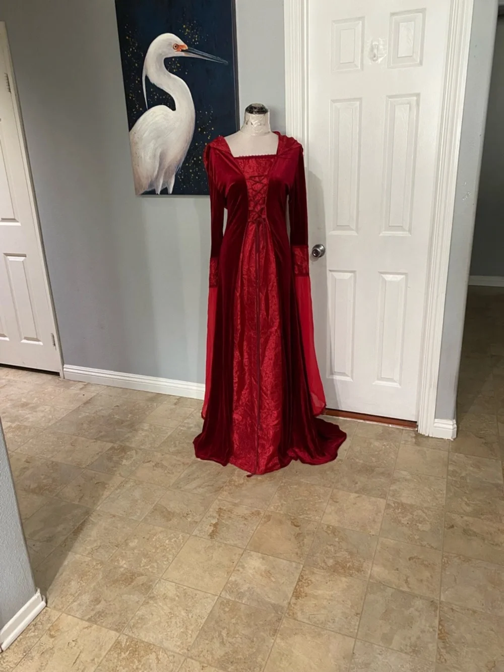 New Women XL Deluxe Witch Dress Costume, Vintage Embroidered Renaissance Gothic - Picture 7 of 13